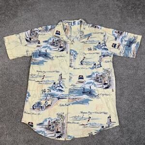 Vintage Bluewater Wear Shirt Mens L Florida AOP Key West Tampa Retro Miami 90s